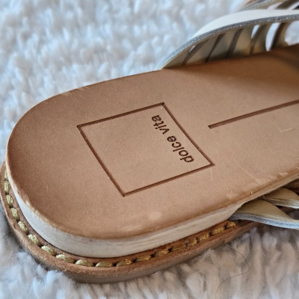 Dolce Vita Nelly Flat Sandals Beige White Neutrals Size 8 - Picture 13 of 16